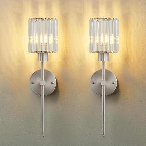 Hardwired Crystal Wall Sconces Set of 2