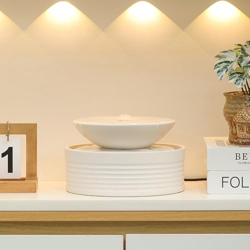 Outdoor and Indoor Ceramic Tabletop Desktop Fountain Water Feature Home and Office Decoration