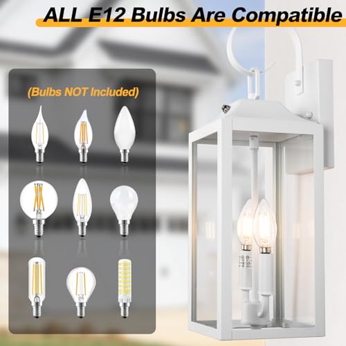 19" White Dusk to Dawn Outdoor Wall Lantern 2