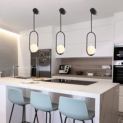 Modern Pendant Lighting One Light Chandelier Globe Black Pendant Light Indoor Hanging Light Fixture for Kitchen Island Dinning Room Bedroom