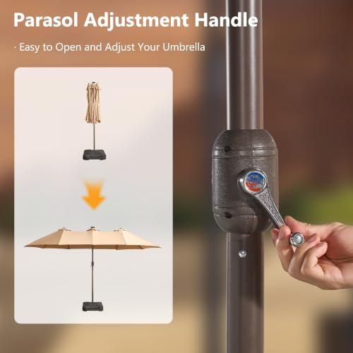 15FT Double Sided Rectangular RGB LED Patio Umbrella with Remote & App Control