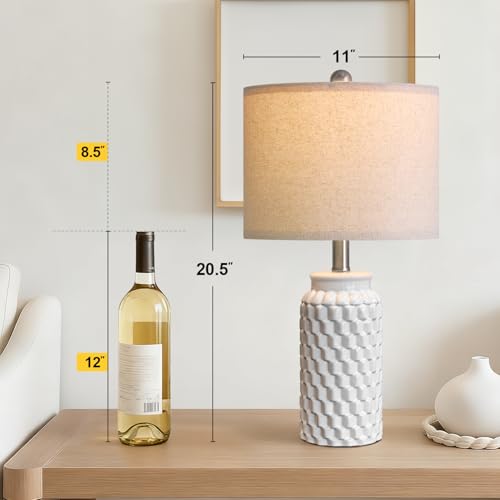 20.5" White Modern Ceramic Bedside Lamps Set of 2 (2 Count)