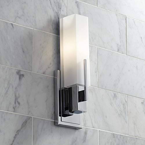 Midtown 15" High White Glass Chrome Modern Wall Mount Sconce Light Fixture