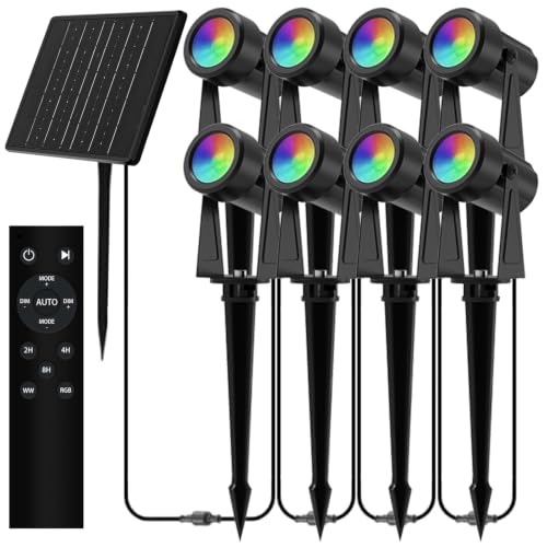Solar Color Changing RGBW Landscape Spotlights (8 Count)