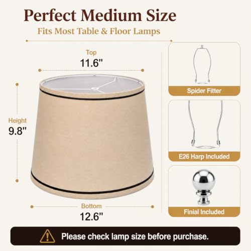 Drum Lamp Shades Set of 2 Beige Burlap