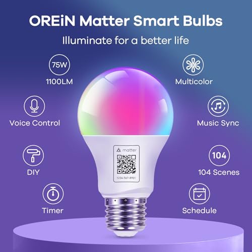 Matter Smart Light Bulb A19 (2 Count)