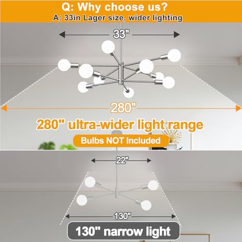 11" 52" Height Adjustable Sputnik Chandeliers Dining Room Light Fixture