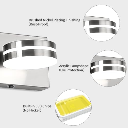 3 Light Bathroom Light Fixtures 23.62in Brushed Nickel Vanity Light