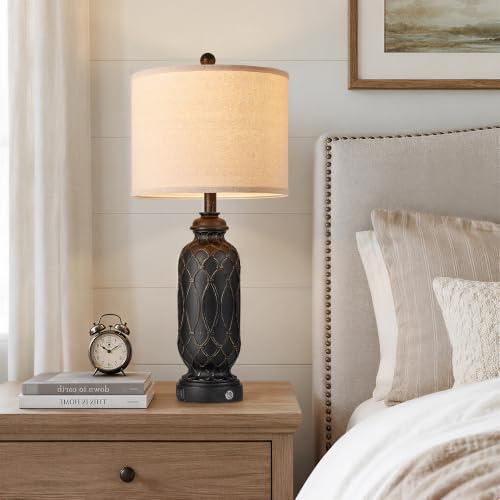 Black Farmhouse Lamps for Living Room Set of 2 (2 Count)