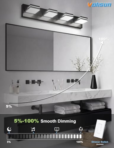 4 Light Bathroom Vanity Light (Black-5CCT / 27.2-Inch)