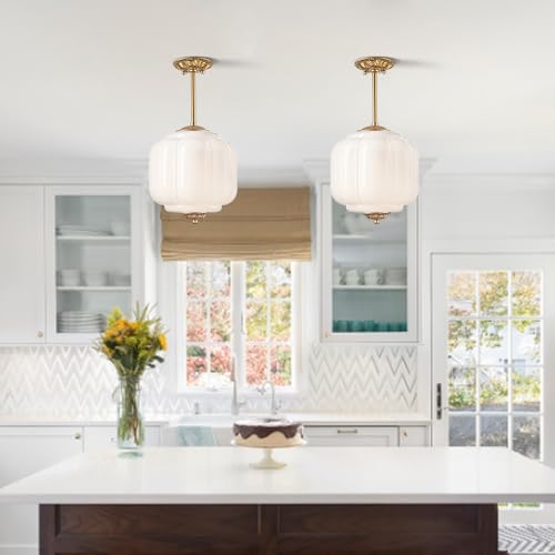 Vintage Milk Glass Ceiling Light Fixture