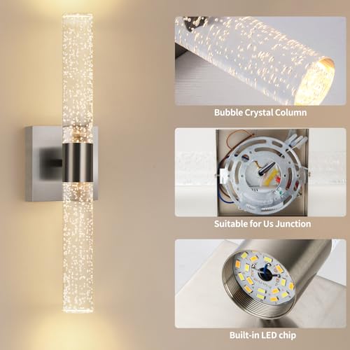 Modern Wall Sconces Set of Two in Brushed Nickel Finish 18 Inch