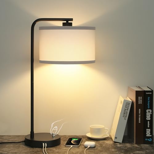 Table Lamp for Bedroom with USB C+A Ports