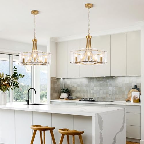 19'' Gold Glass Chandeliers for Dining Room