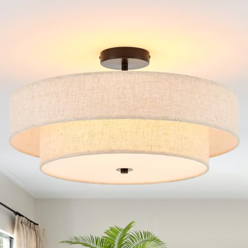 Modern Semi Flush Mount Ceiling Light 21.7" Modern Black 4