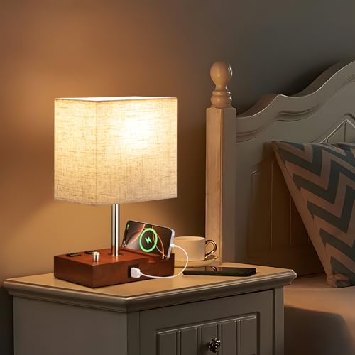 Brown Wood Grain Bedside Lamp