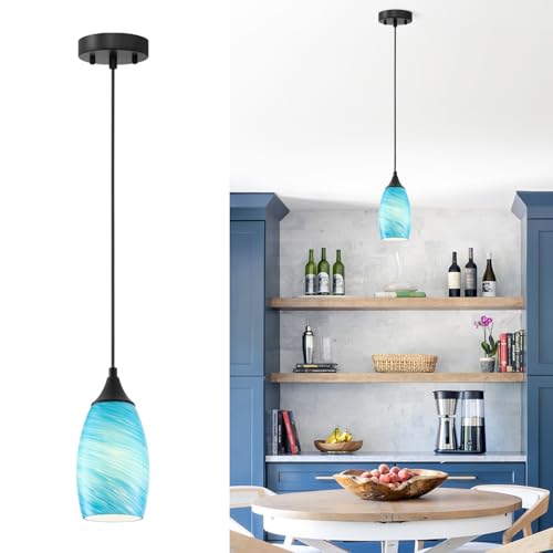 Vintage Art Lake Blue Stripe Pendant Lighting