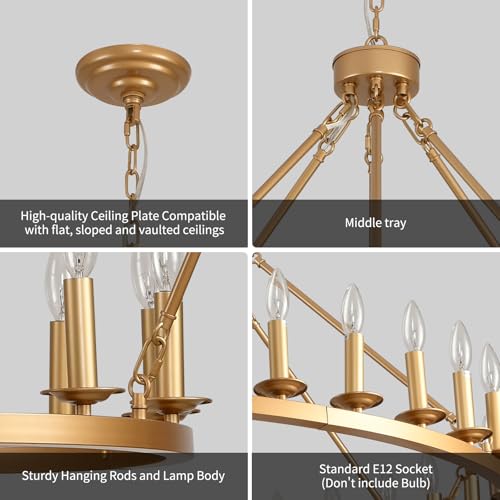 3 Tier Gold Wagon Wheel Chandelier