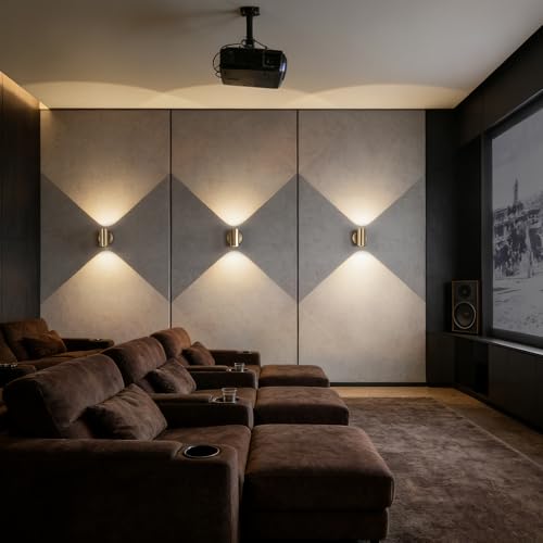 Indoor Wall Sconce Bright Up Down Movie Theater Wall Lights Gold