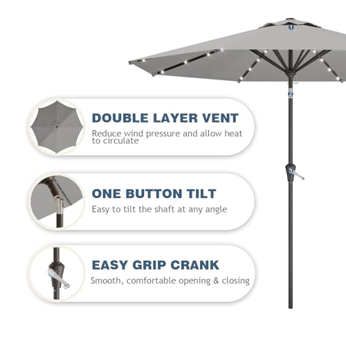 9FT Patio Umbrella with Solar Lights