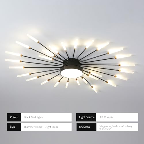 41.3" Ceiling Light Modern Flower Shape Ceiling Lamp for Living Room Dining Room Semi Flush Mount Metal Acrylic Sputnik Firework Petal LED Lighting Fixture