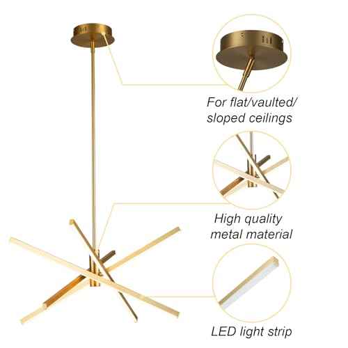 Y'INSP Gold Sputnik Chandeliers Modern LED Linear Chandelier Light 4 Light Pendant Light for Dining Room Foyer Kitchen Island Bedroom Living Room Gold Sputnik Light Fixture