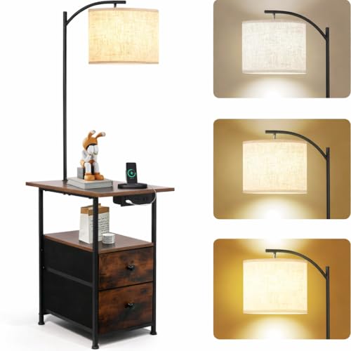Floor Lamp with Table & 2 Drawers