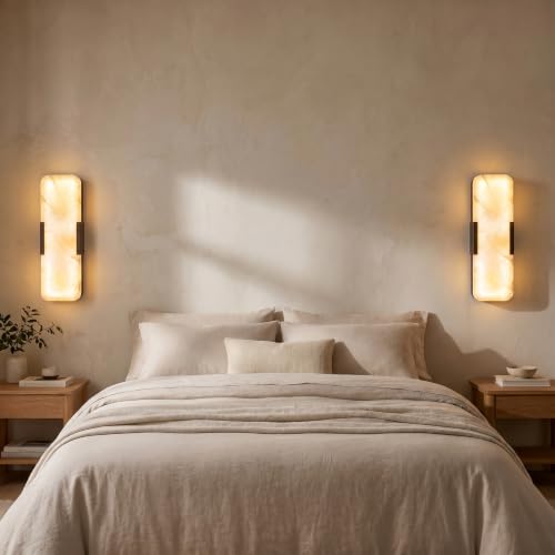 17.72”Natural Alabaster Marble Wall Sconce (2 Count)