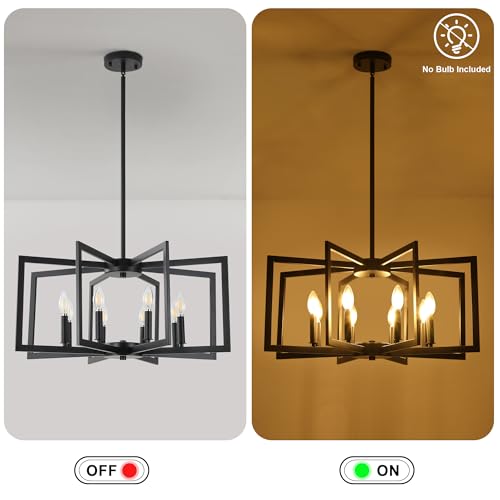 8 Light Modern Farmhouse Black Geometric Chandelier