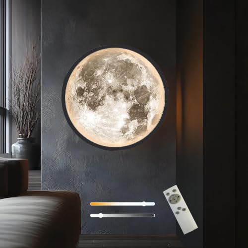 Dimmable Moon Wall Sconce Plug in Modern LED Wall Light (12 inch)