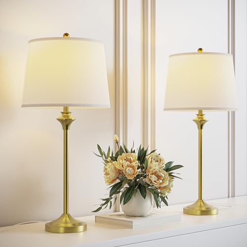 Brass Gold Table Lamps Set of 2 for Living Room (2 Count)