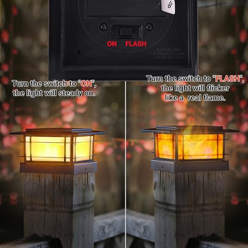 8 Pack Solar Post Cap Lights Outdoor with Flickering Flame Light (8 Count)