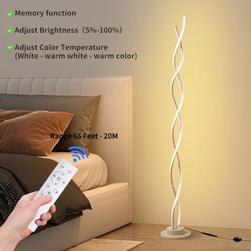 Modern Floor Lamps for Living Room White 3‑Color Remote Dimmable