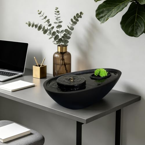 Table Fountain Indoor Water Zen Garden Decor with Succulent Plant