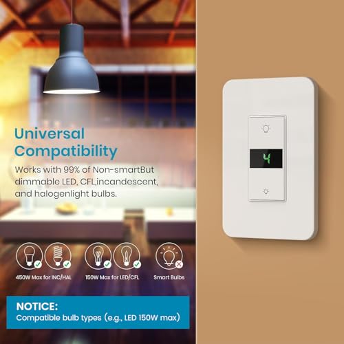 Smart Dimmer Switch 2Gang Digital Display Single