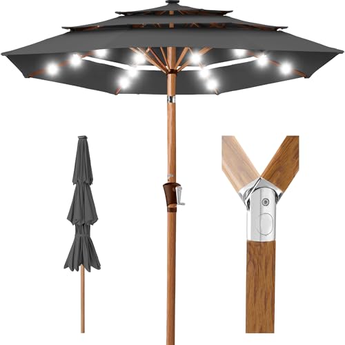 10ft 3 Tier Solar Patio Market Umbrella