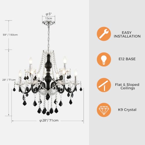 Saint Mossi Black and Clear Crystal Chandelier