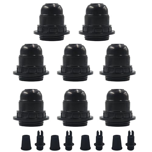 8Pcs E26 E27 Bakelite Black Medium Base Light Socket (8 Count)
