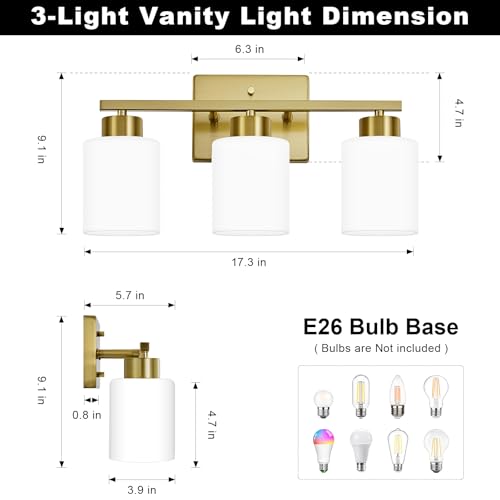 Brushed Gold Bathroom Light Fixtures Vanity Lights Over Mirror