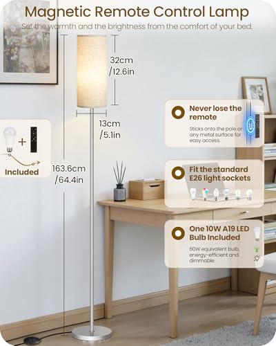 Dimmable Floor Lamps for Living Room with Remote and Foot Switch