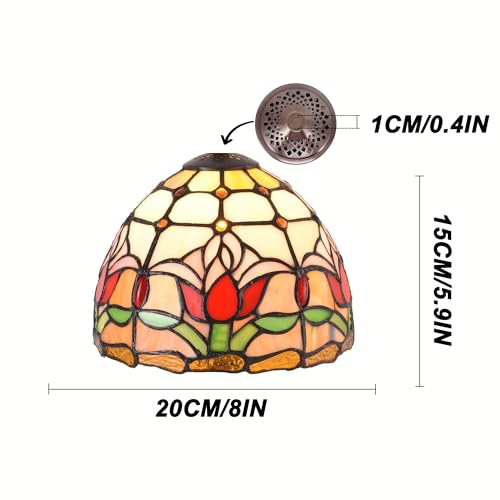 Small Tiffany Lampshade Replacement Only Stained Glass Style Lamp Shade 8 Inch at the Bottom