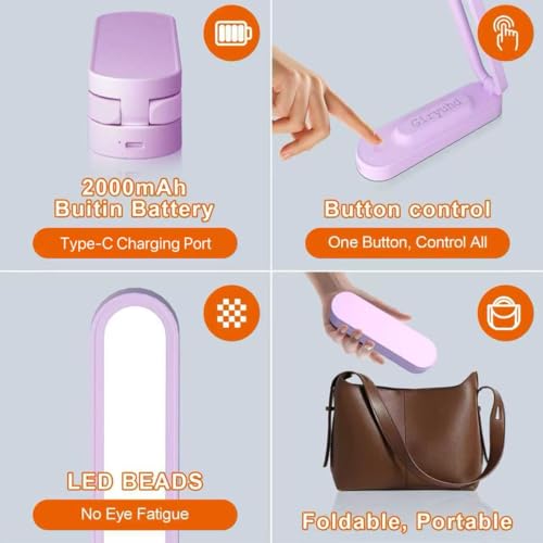 LED Desk Lamp for Office Home & Battery Operated Lamp Rechargeable Lamp Foldable & Portable Light