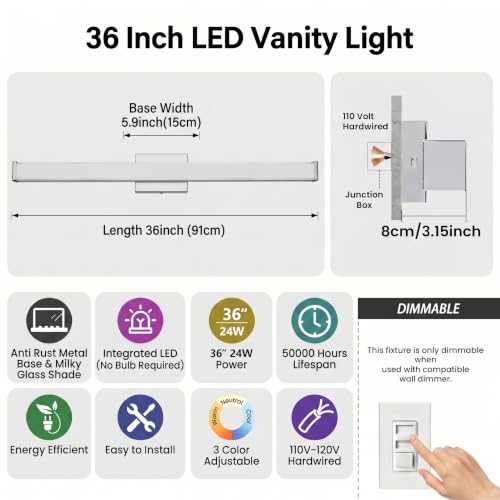 36" Modern LED Bathroom Light Fixtures (36 Count)