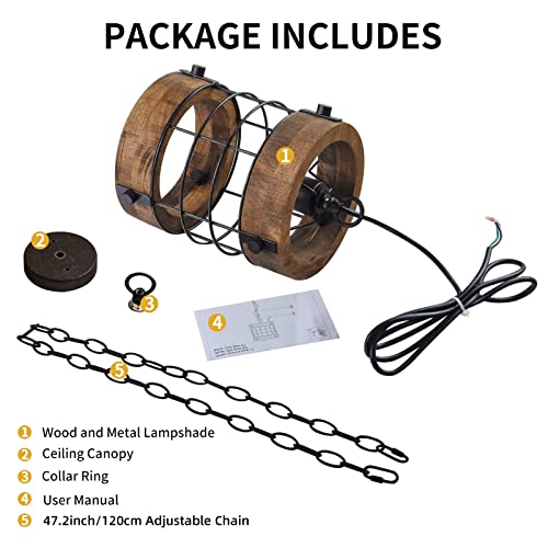Retro Industrial Metal and Wood Farmhouse Chandeliers