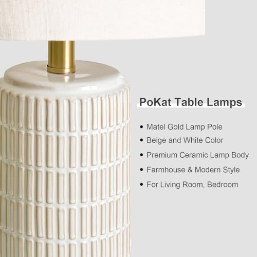 25'' Modern Table Lamps Set of 2 for Living Room with Gold Base (2 Count)