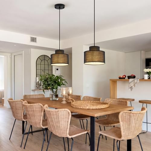 2 Pack Modern Black Pendant Lights Kitchen Island