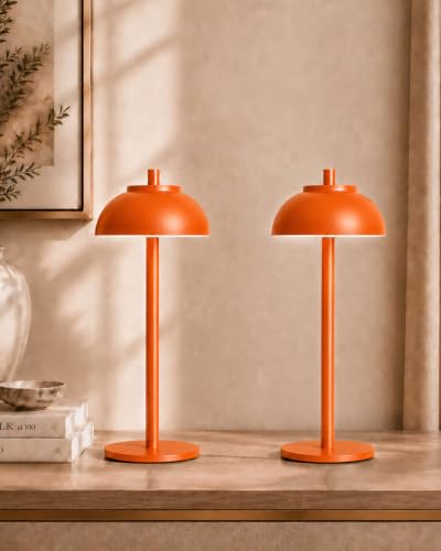 Orange Cordless Table Lamps (2 Count)