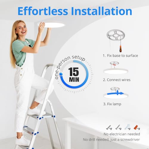 6 Pack 12in Ultra Thin Flush Mount Ceiling Light (6 Count)