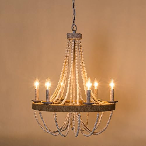 White Beaded Chandelier Bohemian Style