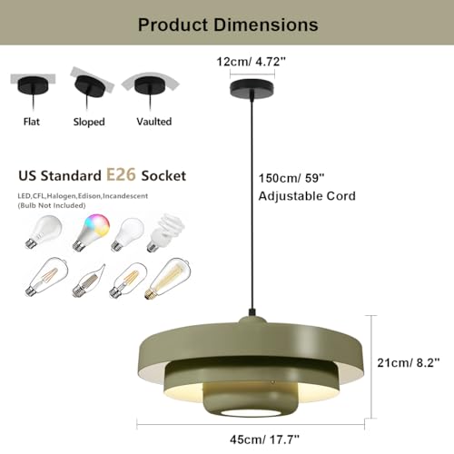 Large Olive Green Pendant Light